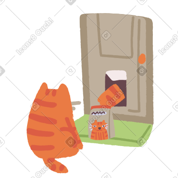 猫在家接收送货上门服务 PNG, SVG