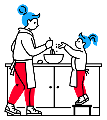 Mother and daughter cooking together PNG, SVG