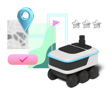 Delivery service, delivery bot on route PNG, SVG