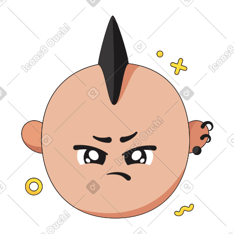 Cool face with a mohawk PNG, SVG