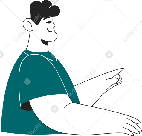 man points at something with his finger Illustration in PNG, SVG
