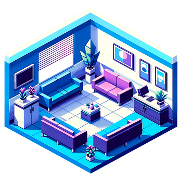 isometric pixel office waiting room PNG, SVG