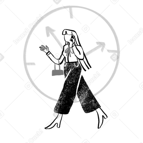 Gestión del tiempo de la mujer en blanco y negro PNG, SVG