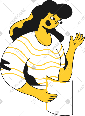 惊讶的女人拿着一张纸 PNG, SVG