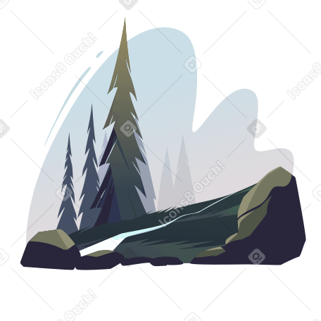 Forest creek Illustration in PNG, SVG