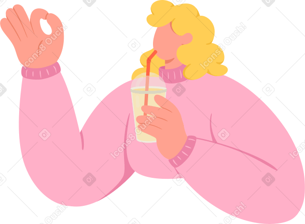 woman with plastic glass smoothie PNG, SVG