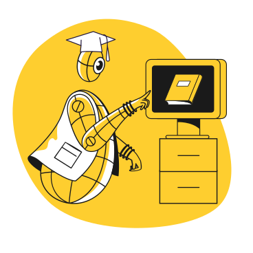Робот учится с компьютером в PNG, SVG