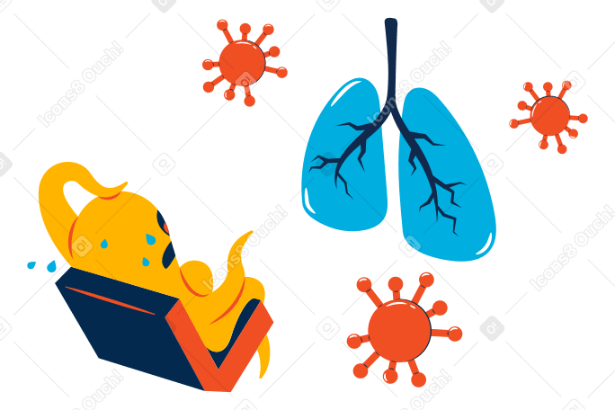 Virus attack lungs Illustration in PNG, SVG