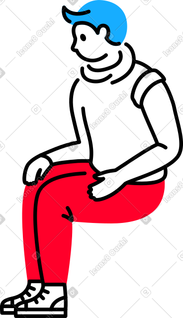 Seated man with rolled up sleeve PNG, SVG