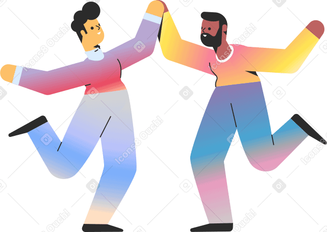two happy men dancing PNG、SVG