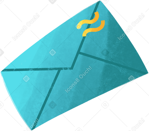 blue envelope with yellow lines Illustration in PNG, SVG