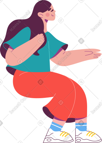 坐着的女人抚摸着她的头发 PNG, SVG