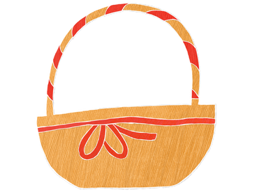 wicker basket with red ribbon PNG、SVG