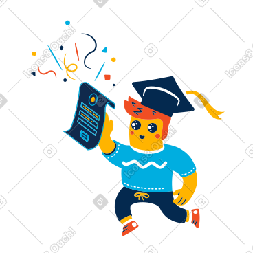 Man in graduation cap showing his diploma PNG, SVG