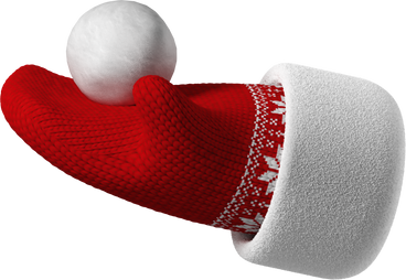 Hand in red Christmas mitten holding a snowball PNG, SVG