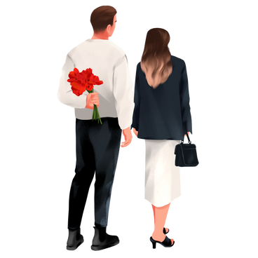 Woman and man on a date PNG, SVG