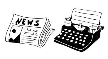 Typewriter and newspaper PNG, SVG