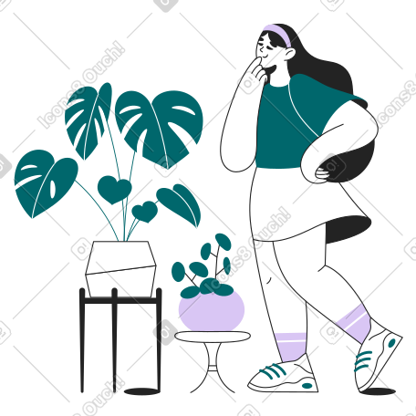 有植物的女孩 PNG, SVG