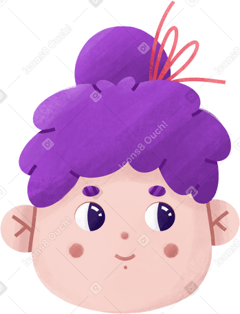 girl with purple hair and a bow Illustration in PNG, SVG