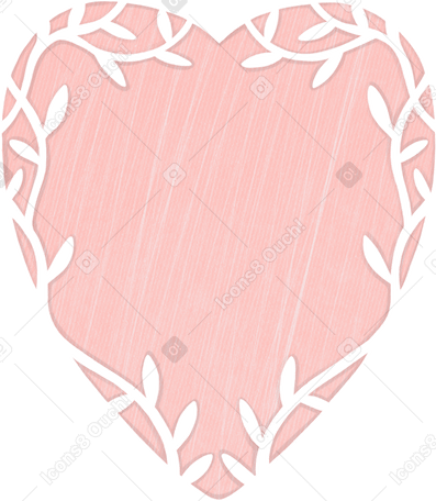 pink frame in the shape of a heart with a floral pattern в PNG, SVG