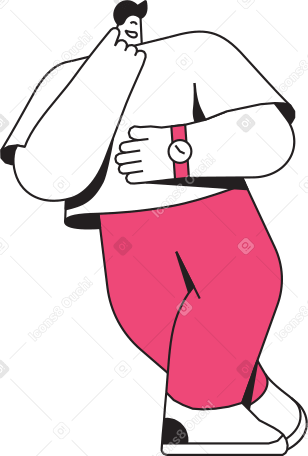 man looking at watch Illustration in PNG, SVG