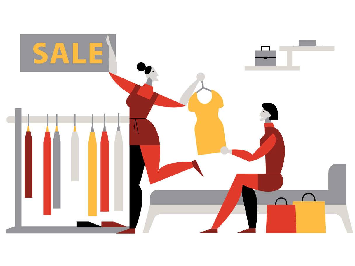 Shopping with a friend Illustration in PNG, SVG