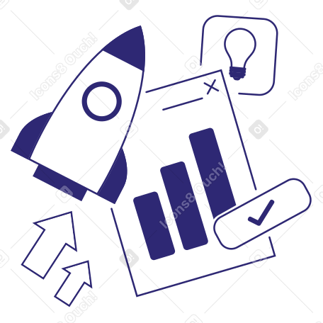 Startup launch, ideas and metrics  PNG, SVG
