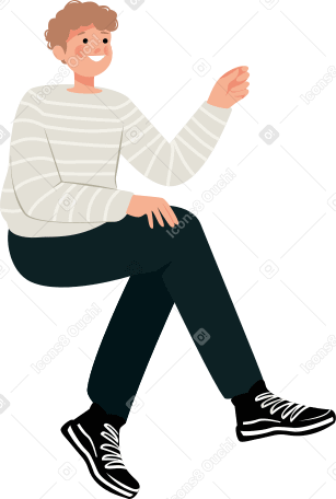 boy sitting with raised arm Illustration in PNG, SVG