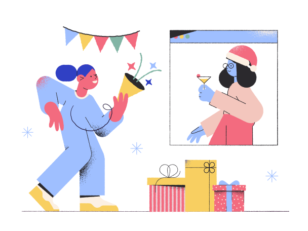 Online Christmas party Illustration in PNG, SVG
