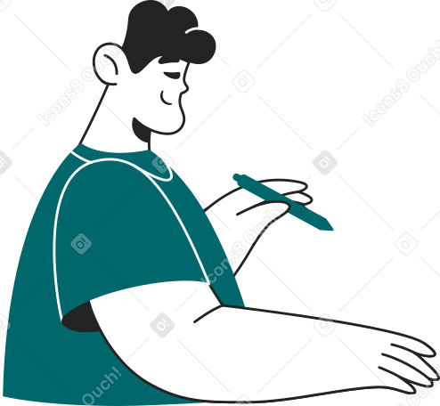 man holding a pencil Illustration in PNG, SVG