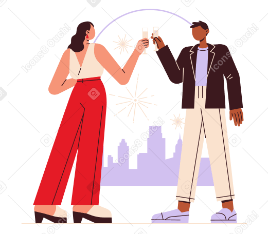 A mulher e um homem comemoram o ano novo PNG, SVG