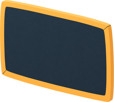 Empty chalk board with yellow frame to the left PNG, SVG