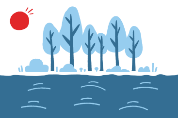 Trees on the shore of a lake PNG, SVG