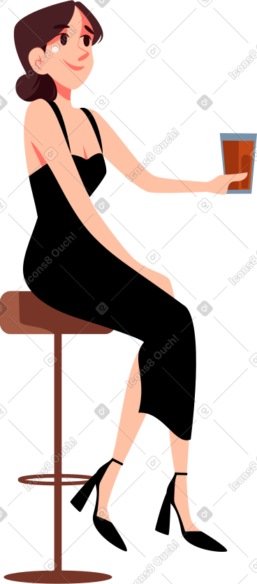 酒吧凳上穿着晚礼服的女孩 PNG, SVG