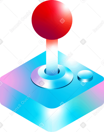 retro joystick with red handle PNG, SVG