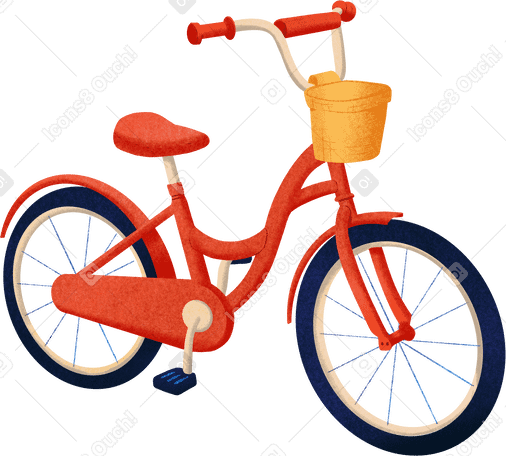 red bicycle with a yellow basket PNG, SVG
