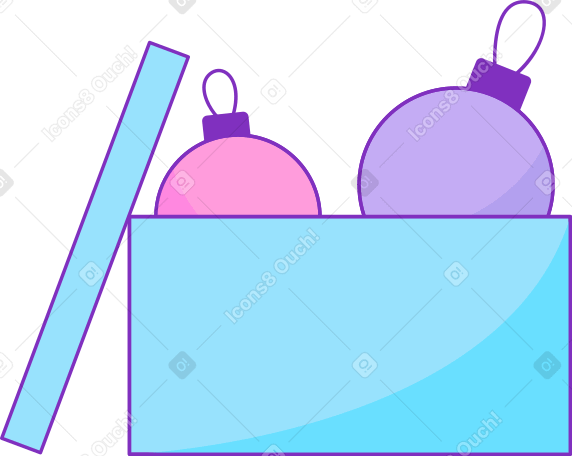 box of christmas toys Illustration in PNG, SVG