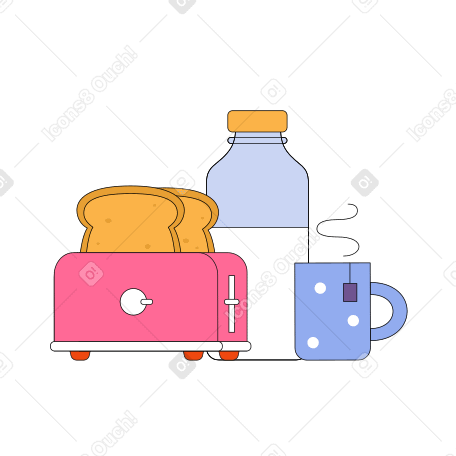 Toasterbrot und eine flasche milch PNG, SVG