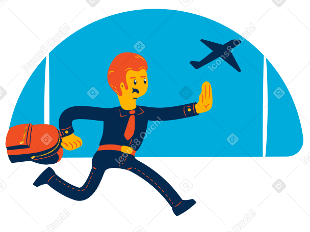 Late arrival on the flight Illustration in PNG, SVG