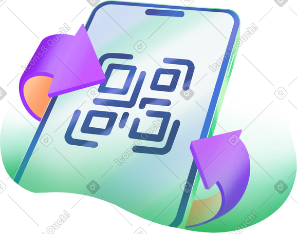 phone with the qr code payment process PNG, SVG