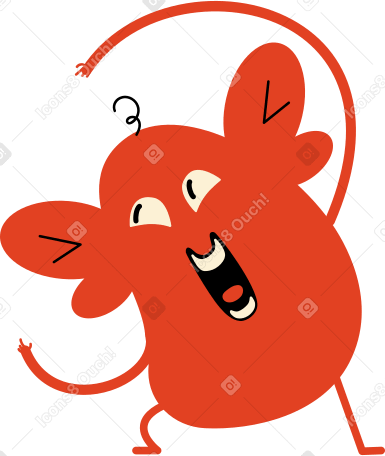 red character with big ears Illustration in PNG, SVG