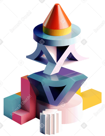 3D abstract composition with different geometrical shapes PNG, SVG