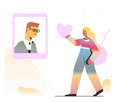 Femme montrant son amour lors d'un appel vidéo PNG, SVG