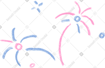 粉红色和蓝色的大烟花 PNG, SVG