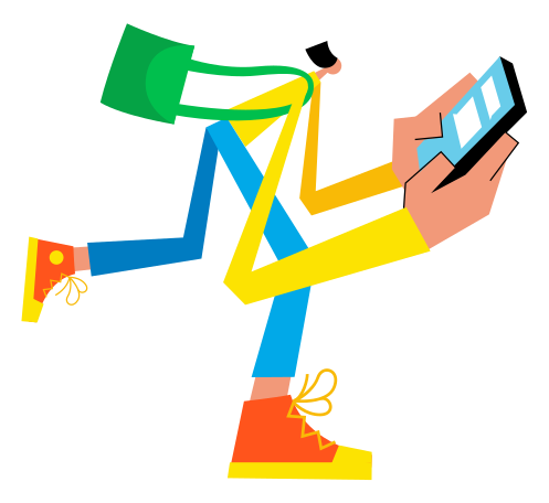 Man sending messages from his his phone Illustration in PNG, SVG