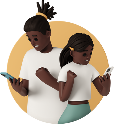 smiling young couple standing and using mobile phones PNG, SVG