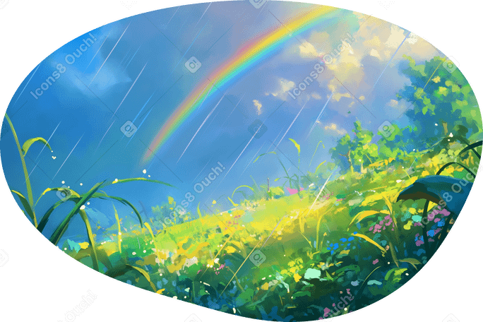 Sfondo arcobaleno e pioggia PNG, SVG