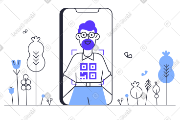 男士扫描衬衫上的二维码 PNG, SVG