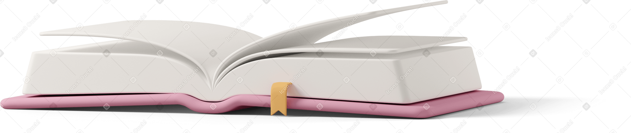 3D open pink book lying on ground Illustration in PNG, SVG