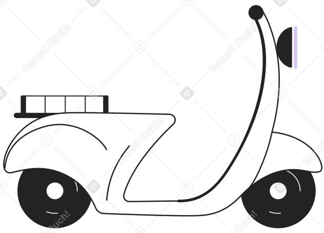 Ilustración animada de Scooter con baúl de canasta en GIF, Lottie (JSON), AE